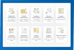 Usługi WooCommerce na infografice: księgowość, wysyłka, marketing.