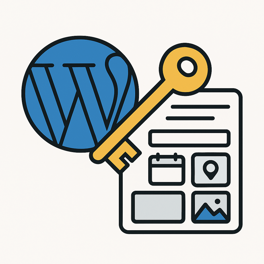 WordPress z kluczem, ikony strony