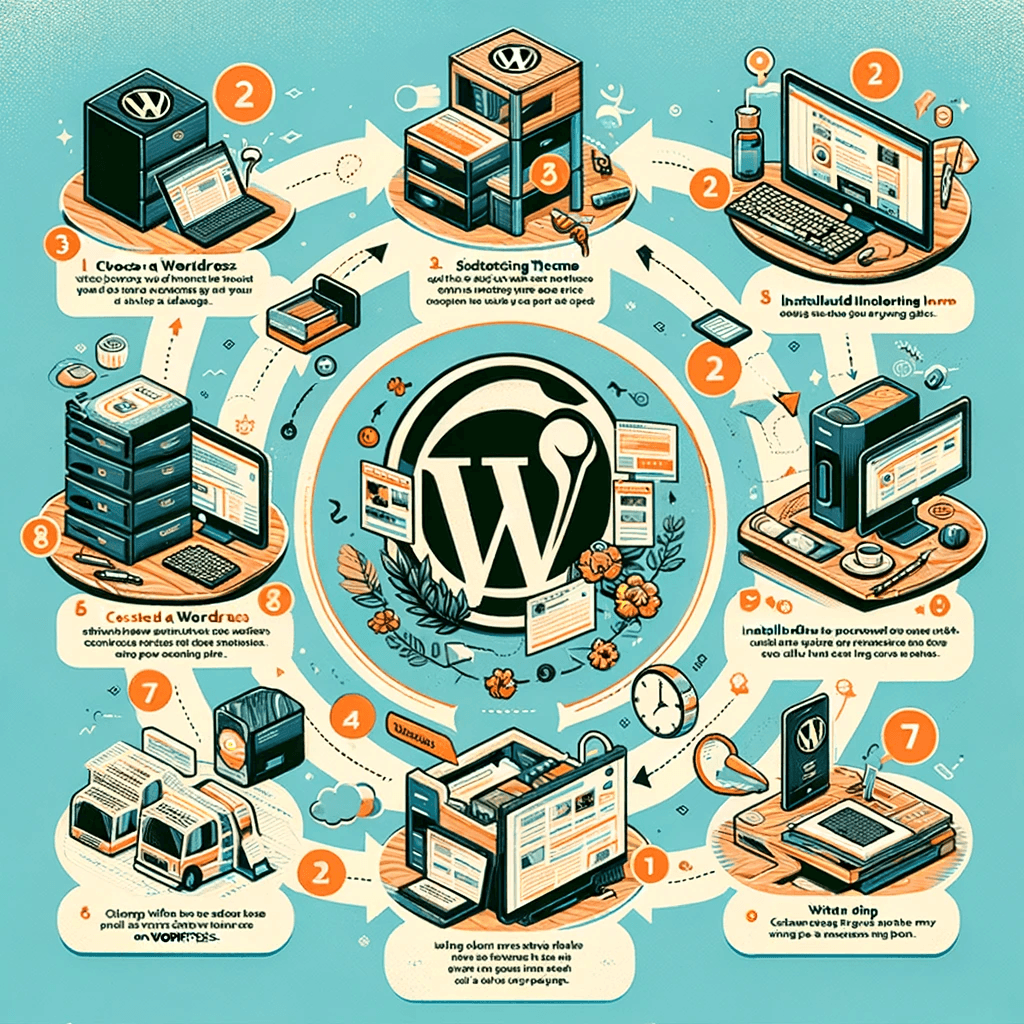 Ilustracja przewodnika krok po kroku WordPress.