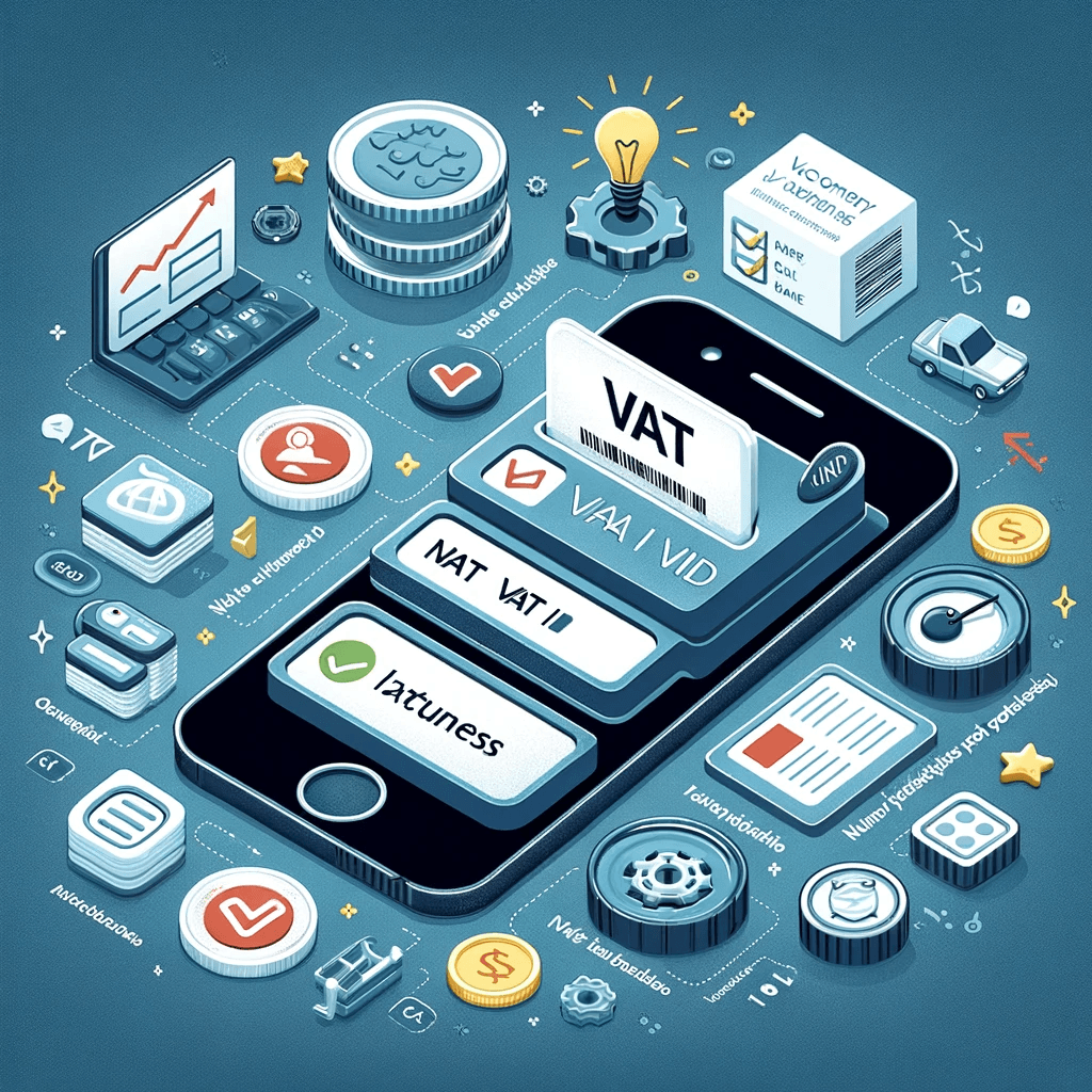 Ilustracja koncepcyjna systemu zarządzania podatkiem VAT.