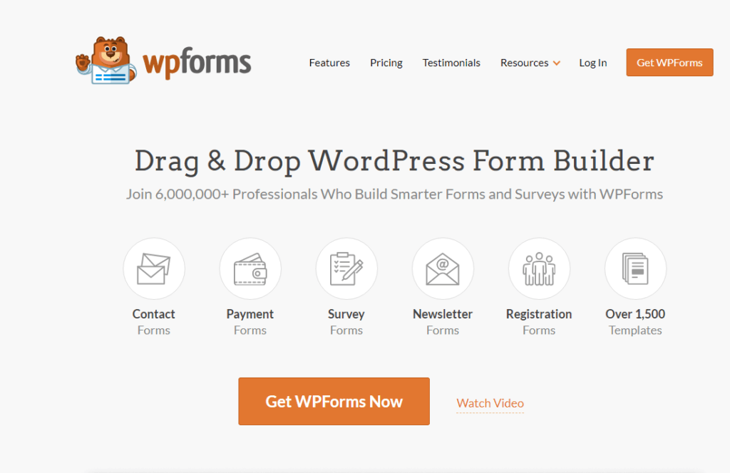 Twórca formularzy WordPress WPForms - interfejs i opcje.