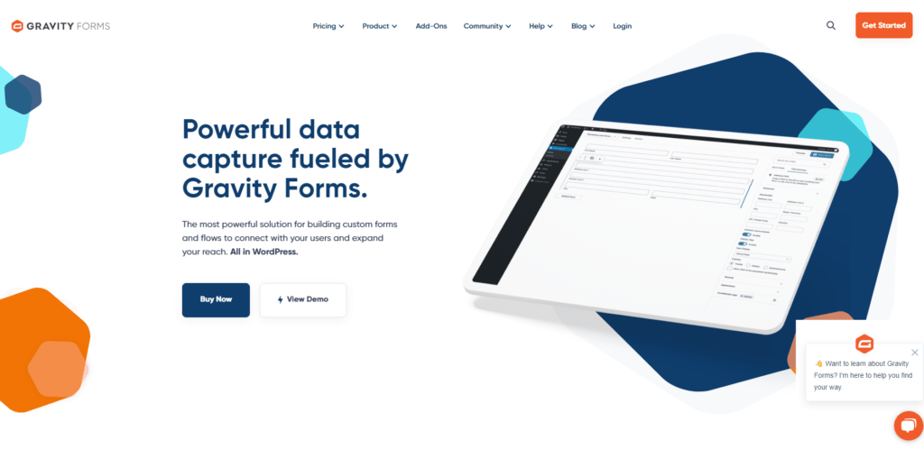 Interfejs Gravity Forms w WordPress do tworzenia formularzy.
