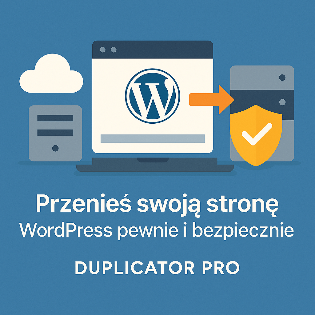 Logo WordPress, migracja strony, Duplicator Pro
