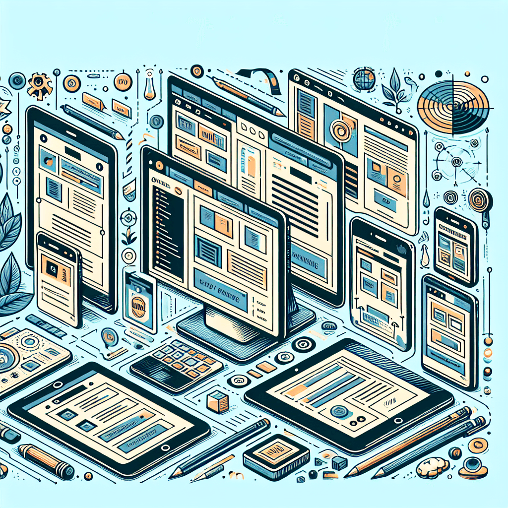 Ilustracja urządzeń elektronicznych z przeglądarkami internetowymi