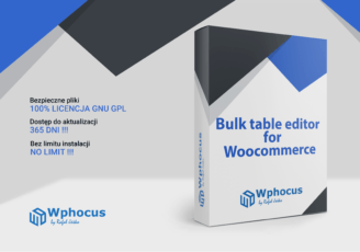 Edytor tabel WooCommerce, licencja GNU GPL, aktualizacje roczne.