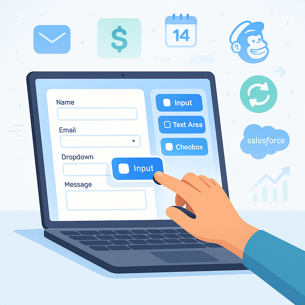 Tworzenie formularzy online na laptopie, integracje CRM.
