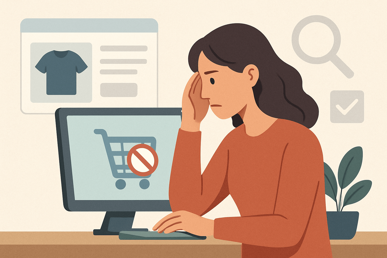 Kobieta z problemem zakupów online