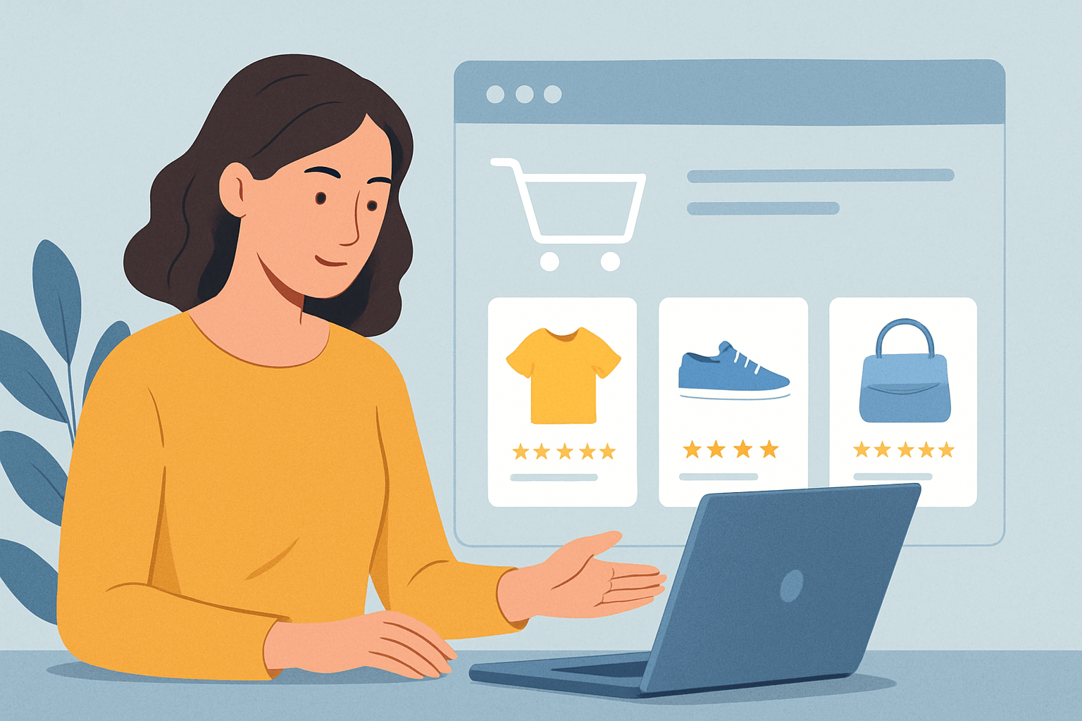 Kobieta robi zakupy online na laptopie