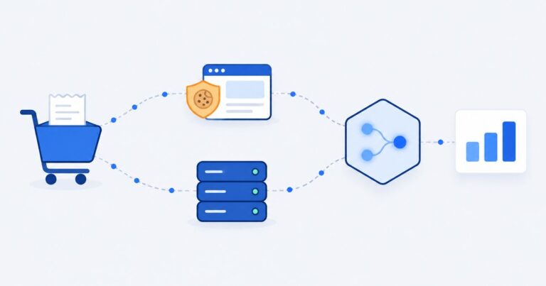 Zakup w sklepie WooCommerce wysyłany do Mety dwiema drogami, z przeglądarki po zgodzie na cookies i z serwera, łączony w jedno zdarzenie zakupu